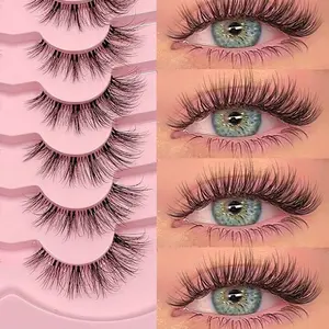 7 Pairs Natural Wispy False Lashes – Lightweight & Reusable, Flawless Volume, Clear Band Crisscross Style, Eye Makeup Essential