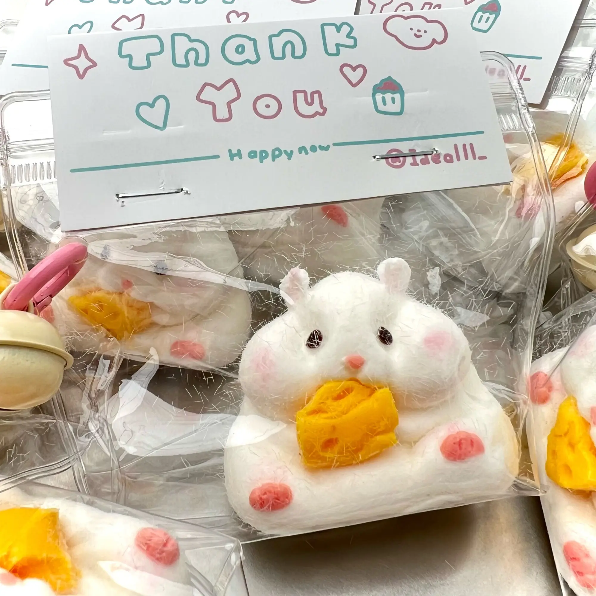 【Buy 3 Get 1 Free】Cheese hamster Squishy Toys, Food-Grade Silicone Slow Rising Handmade Non-Toxic Soft Squeeze Sensory Toys with Thick Creamy Slime Texture for Stress Relief