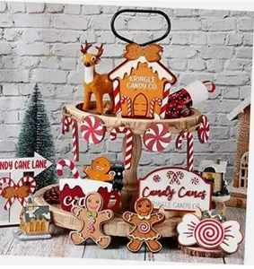 Christmas Tiered Tray Decor Winter Wooden Table Sign