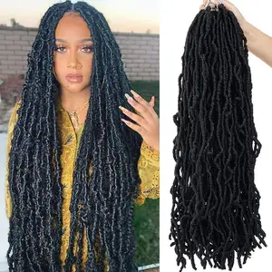 New Faux Locs Crochet Hair 24 inch 7 Packs Soft Crochet Locs For Natural Butterfly Locs Style - Pre Looped Goddess Locs Crocher Hair For Balck Women Synthetic Braiding Hair Extensions