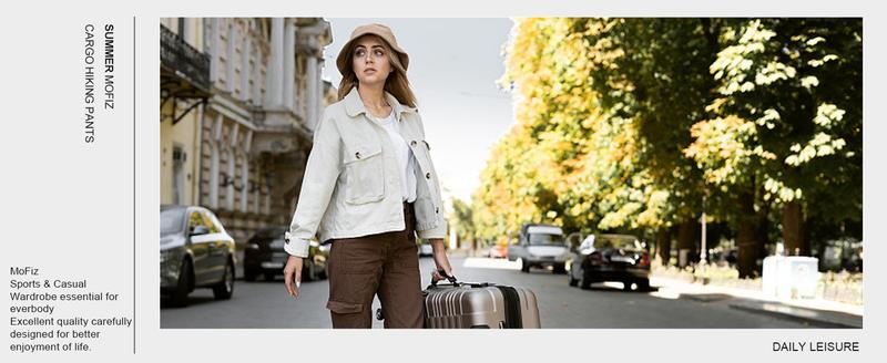 MoFiz  Outdoor Cargo Pants Lightweight Joggers Elastic Waist Athletic Hiking Sweatpants Casual Travel Pant with Pocket