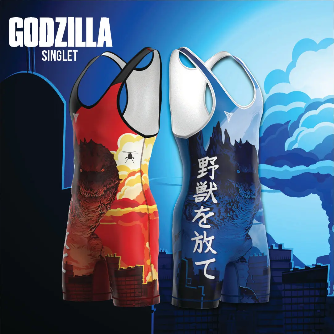 Godzilla Wrestling Singlet - Red and Blue Ver 1