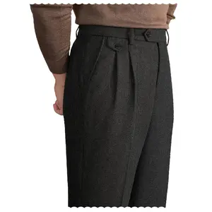 Vintage Tweed Blend Trousers for Men, Featuring a Slim Fit And Herringbone Pattern, Perfect for Thanksgiving And Christmas Gifts