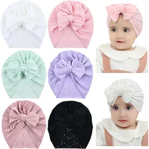6 Pack Soft Turban Hats with Bow Donut Nursery Hospital Caps Beanies Bonnets  Baby Girls Newborns Infants Toddlers