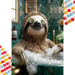 1 set of DIY diamond painting kit, 5D diamond art kit, DIY decoration bathtub sloth mosaic, diamond art, DIY art home decor