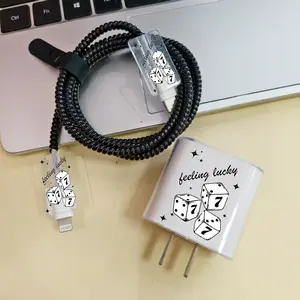 5-Piece Set Dice Lucky Stars iPhone Charger Data Line Protector Case Anti-Break Anti-Tangle Wire Organizer Birthday Gift