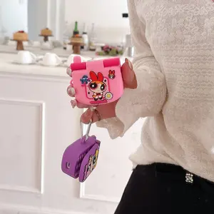 Cute Anime Figure The Power Girls Flip Phone SiliconeWireless Earphone Protective Case For Airpods PerfectSurprise Gifts