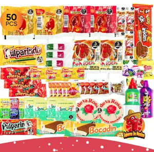 Mexican Candy Variety Pack (50 Count) Dulces Mexicanos, Mexican Snacks, with Vero Lollipops, Lucas Candy, Pulparindo Tamarindo, Mazapan, Spicy Dulce Mexico Assorted Mix, by Sabores de Mexico