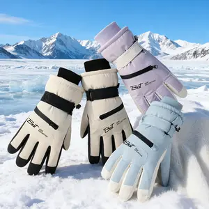 Women's ski gloves, warm, touchscreen, waterproof, suitable for cycling, men's outdoor activities, windproof, sports, snow play, winter fleece-lined and thickened gloves