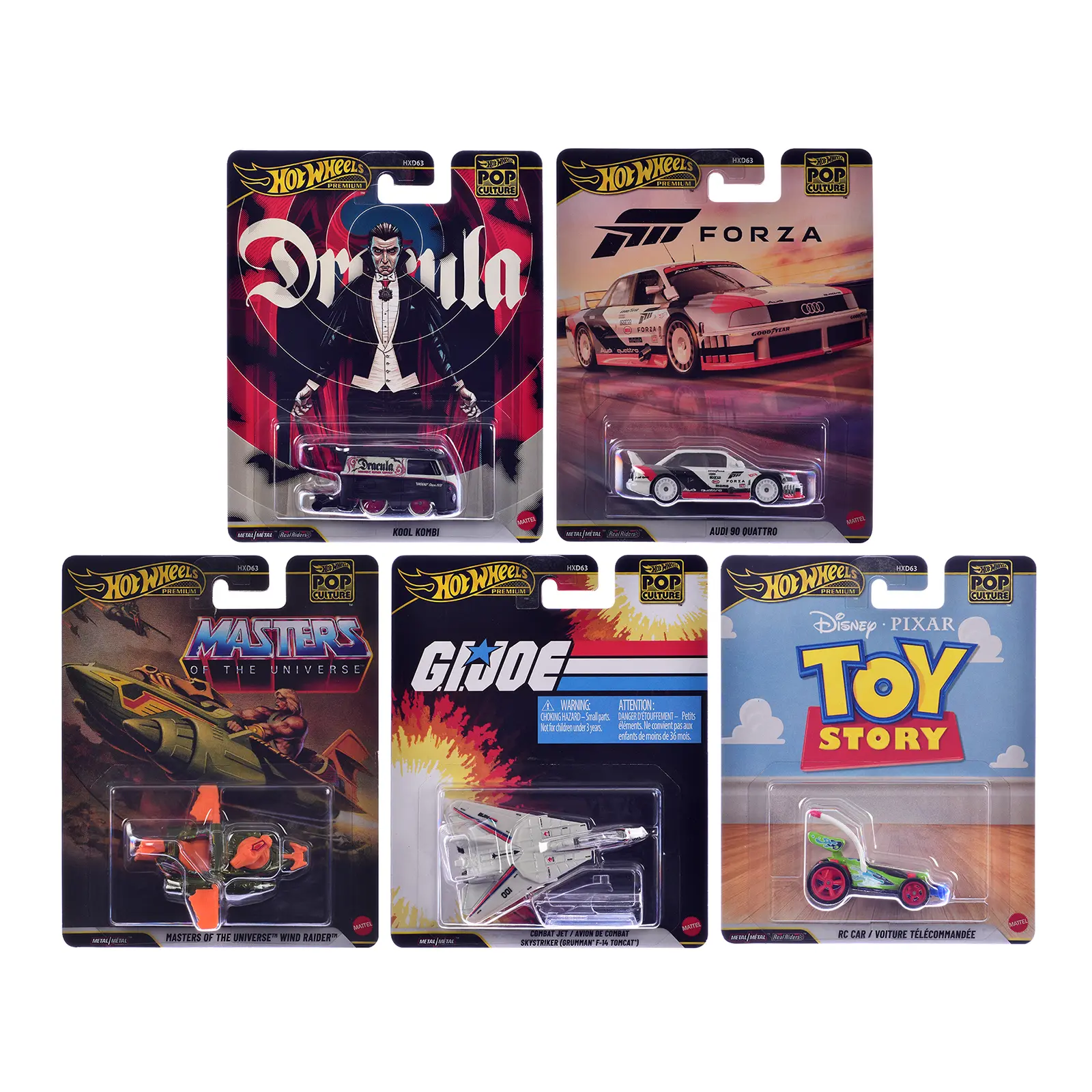 "Pop Culture 2026" 5 piece Set R "Premium Series" Diecast Model Cars by Hot Wheels
