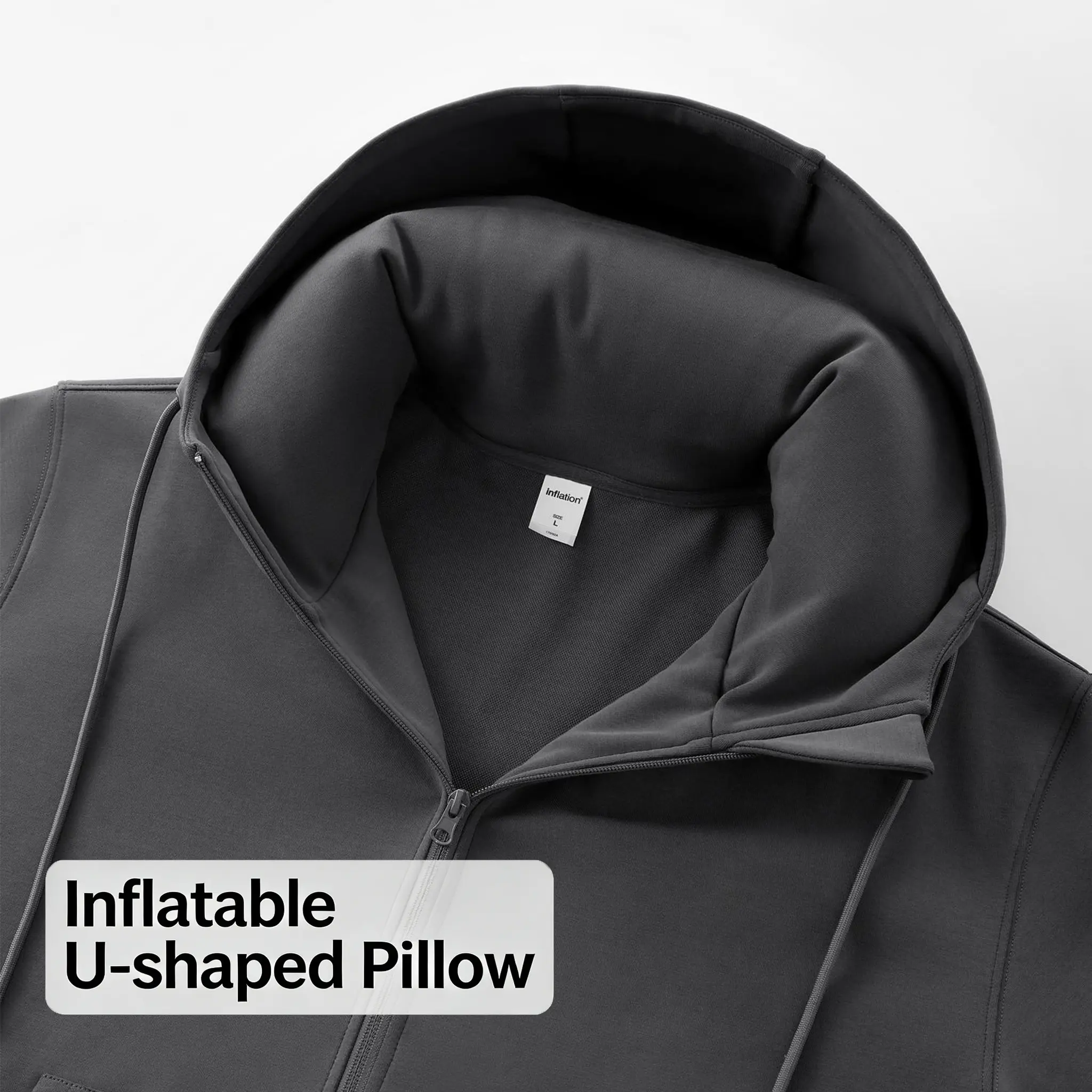 Inflation Unisex Travel Hoodie with Built-in Inflatable U-Shaped
