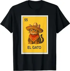 Unique Mexican Lottery Themed Cat Parody T Shirt Design