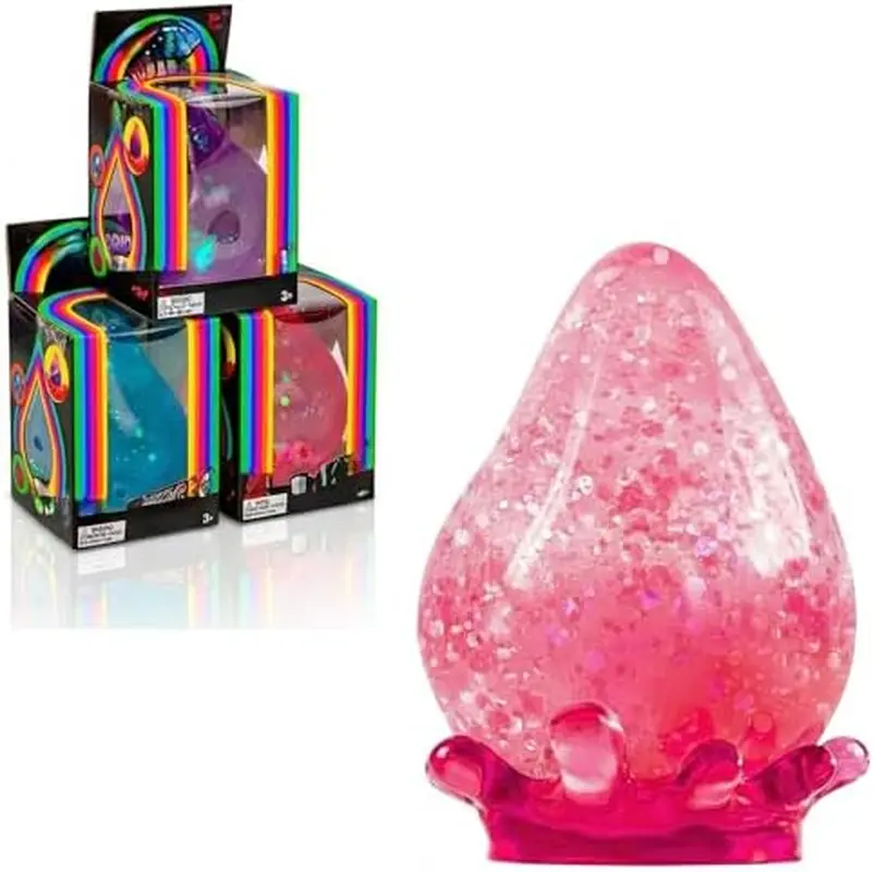 Dream Drop Glitter Fidget Toys - Slow Rising Sensory Stress Balls with Malt Sugar Filling, Heavy Duty Design for Anxiety Relief, Perfect for Office Use, Easter Basket Stuffers - Vibrant Hot Pink Color