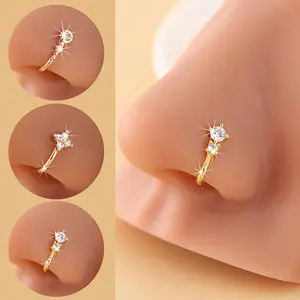 3 Pieces U-Shaped Non-Pierced Nose Rings Nose Clips Nose Studs - Simple Elegant Shiny Daily Party Accessories Suitable for Non-Pierced Nose Comfortable Clip-On Nose Hoops