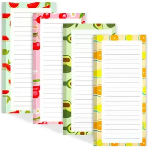 4 Pack Magnetic Notepads for Refrigerator, Grocery List Magnet Pad for Fridge, Fruit Design Magnetic Grocery List Pad for Fridge, Full Magnet Back Shopping Lists, 50 Sheets Per Note Pads