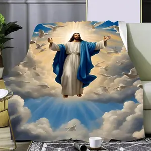 Ultra-Soft Jesus-Inspired Flannel Throw Blanket - HD Print, Versatile for Sofa & Bedroom, Perfect Gift Idea, All-Season Comfort