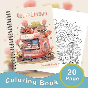 Fantasy Game House Adult Coloring Book, Doodle Books, Thickened Edition 100g, 22 Pages, Dual Spiral Binding, Perfect Gift for Drawing, Back-To-School, Birthday, Party