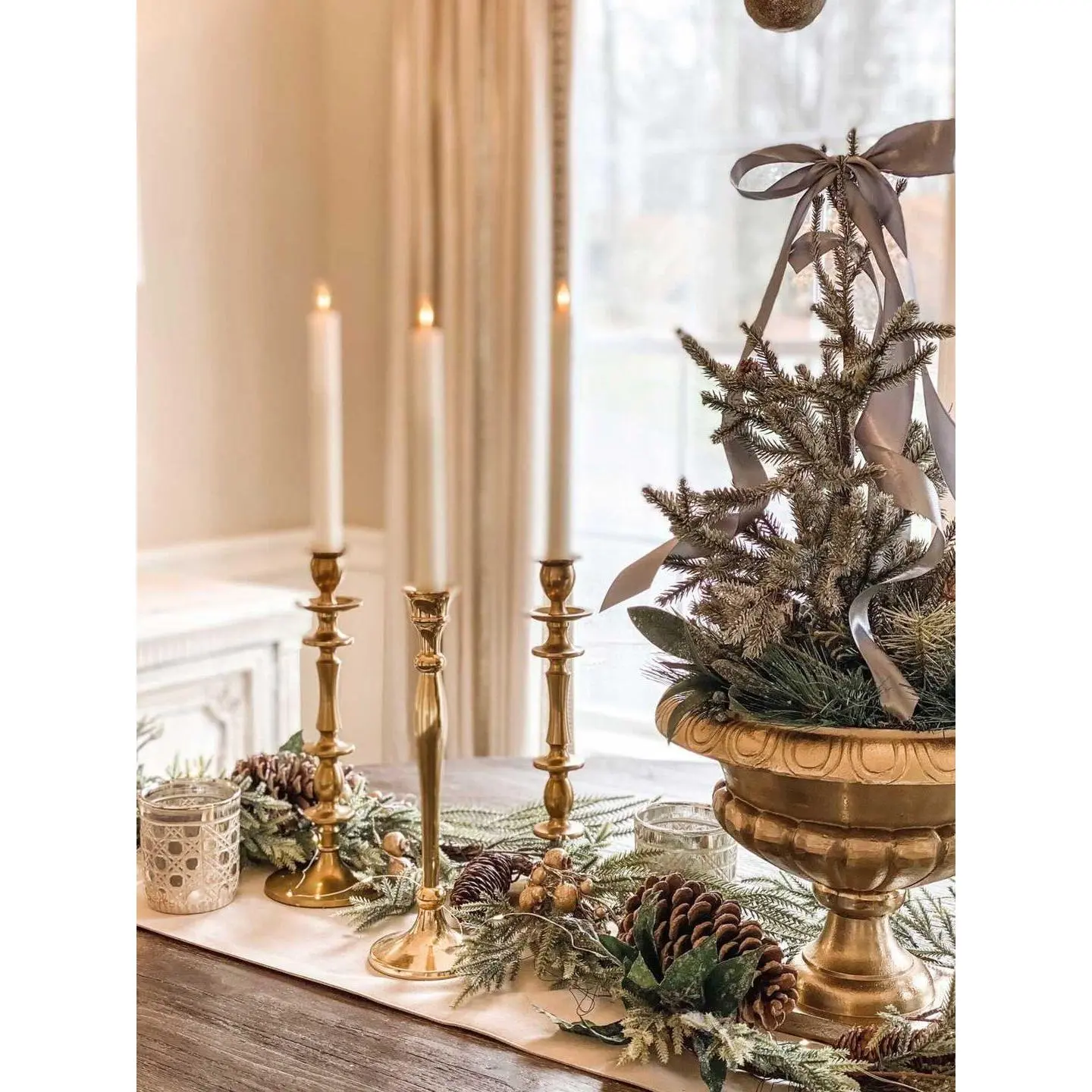 12.5" Gold Candlestick, Set of 2