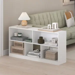 DALY Bookcase, 5-Cube Bookshelf, Horizontal Cube Storage Bookcase, for Living Room Bedroom Home Office, White