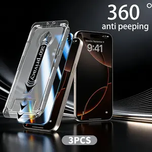 [3PCS] 360° Privacy [4 sides Privacy] Screen Protector [UP, DOWN, LEFT, RIGHT] Anti-Spy, Tempered Glass, Full Protection.