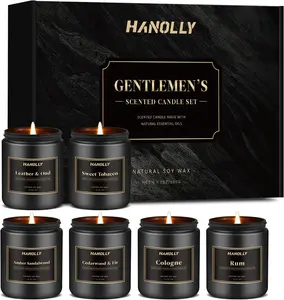 Mens Scented Candle Gift Set, 6 Pack Candles for Men,Gifts for Dad & Father, Soy Candles for Home Scented, 42 oz Long Lasting Aromatheraspy Candle, Maculine Manly Jar Candle Kit