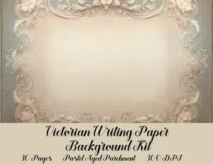 Victorian Writing Paper Background Kit 30 Pages Lace Borders Pastel Aged Parchment 300 DPI for Junk Journals Scrapbooks Card Making Ephemera Inserts Stationery and Crafts