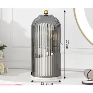 Dustproof Rotating Makeup Brush Holder with Lid, Desktop Cosmetic Brush Storage Container