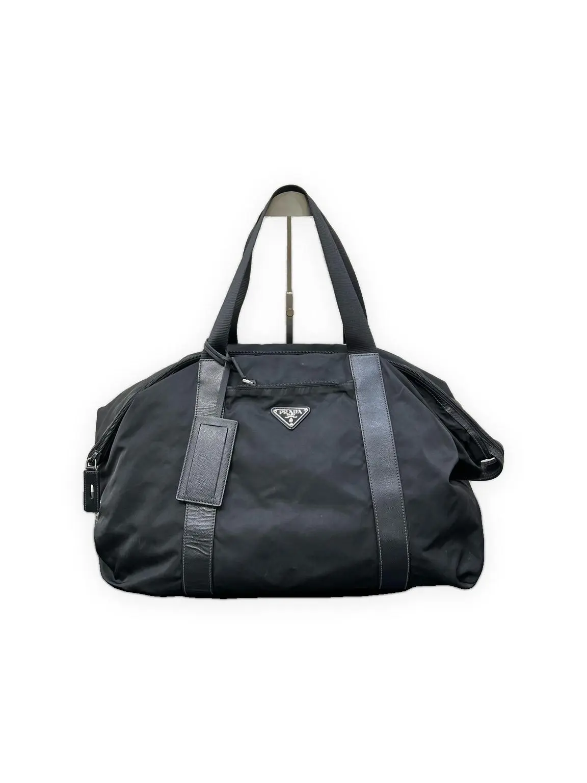 Pre-owned PRADA Tessuto nylon with Saffiano leather trim Shoulder bags Galleria Shoulder Bag Tessuto Nylon with Saffiano Leather Trim, Black, Excellent Condition, Scratchproof, Structured Look, S013260710029
