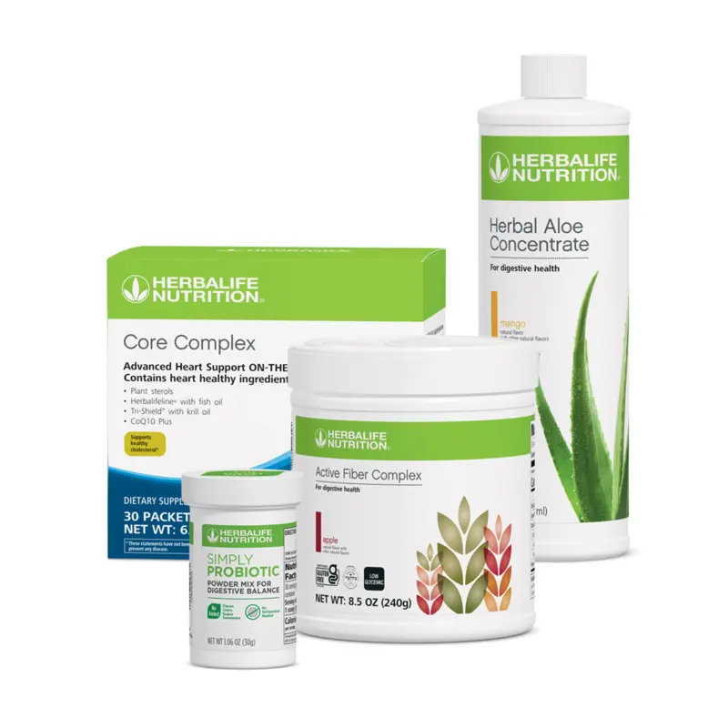 Herbalife Digestive & Daily Wellness Support Set Herbal Aloe Concentrate Mango Pint Active Fiber Complex Core Complex Simply Probiotic Daily Nutrition Fiber Supplement Probiotic Blend Aloe Drink Concentrate Gluten Free Wellness Bundle