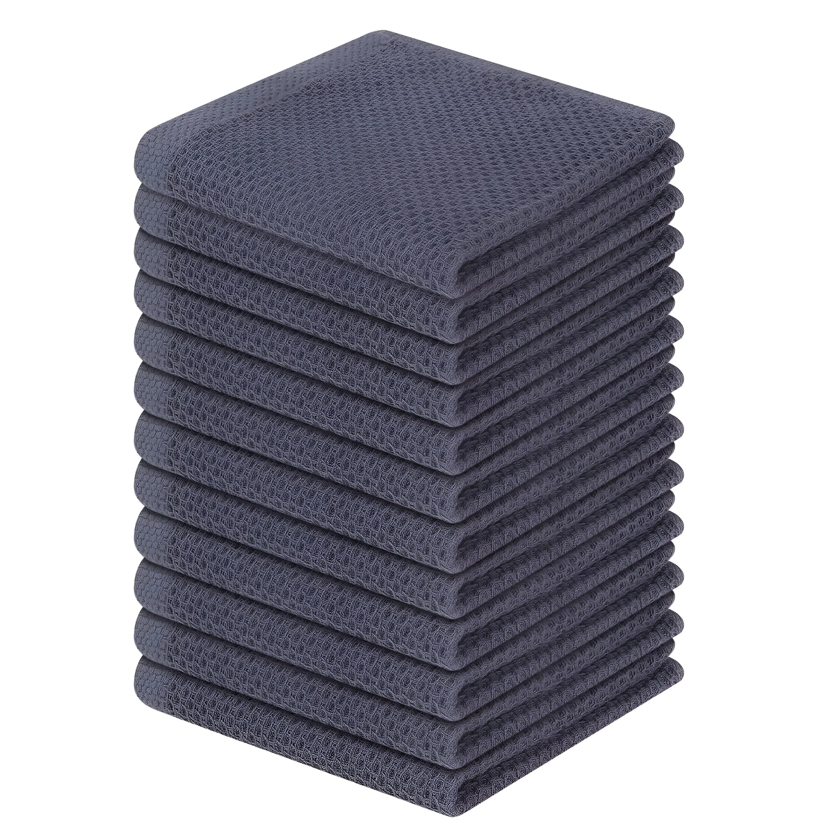 Multi Pack 100% Cotton Waffle Weave Kitchen Dish Cloths - Ultra Soft, Absorbent, Quick-Drying Cleaning Towels for Home Care, Long-Lasting Home Supplies Gift