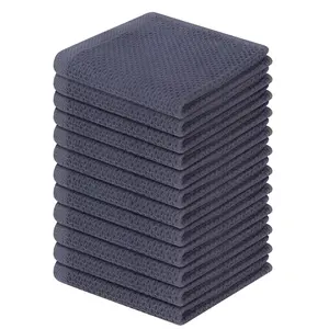 Multi Pack 100% Cotton Waffle Weave Kitchen Dish Cloths, Ultra Soft Absorbent Quick Drying Dish Towels Cleaning