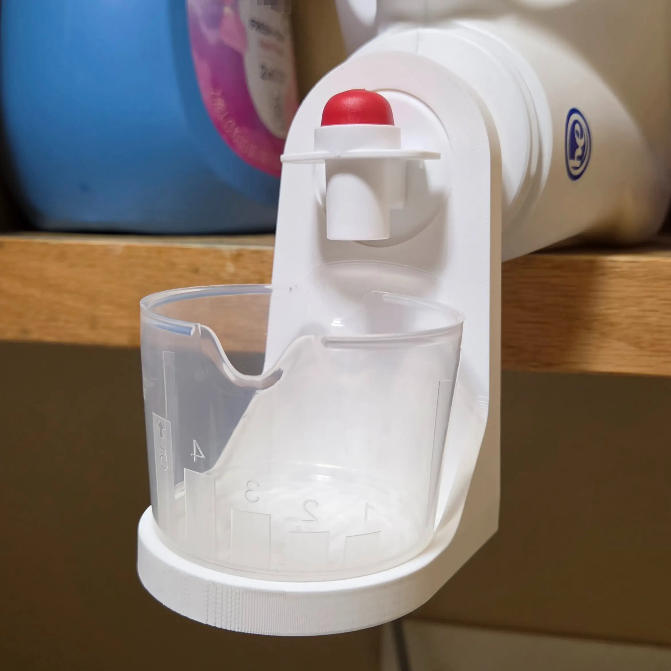 Laundry Detergent Dispenser Cup Holder - Fits Over Dispenser Hangs by Itself No Tools Needed - Available in White, Yel
