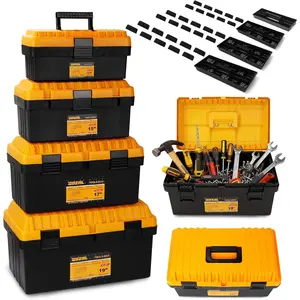 4 Pack Tool Box Toolbox with Removable Trays & Dividers,Lockable Box 13"15"17"19"Organizers for Workshop Jobsite Home Hand Craft