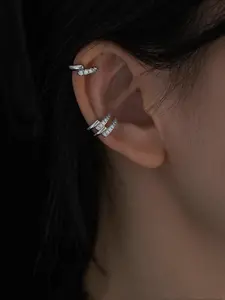 Asymmetrical Geometric Layered Ear Cuffs with Zircon Stones, Stylish Business Casual Earrings for Women, Modern Accessories for Daily Wear