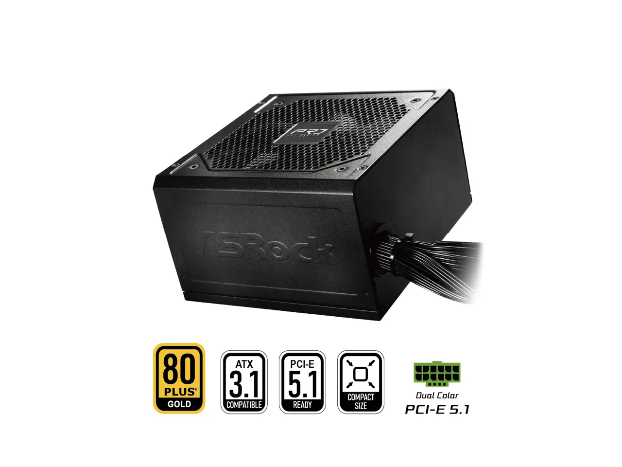 ASRock PRO Series PRO-850G 850 W ATX 3.1 Compatible 80 PLUS GOLD Certified Power Supply