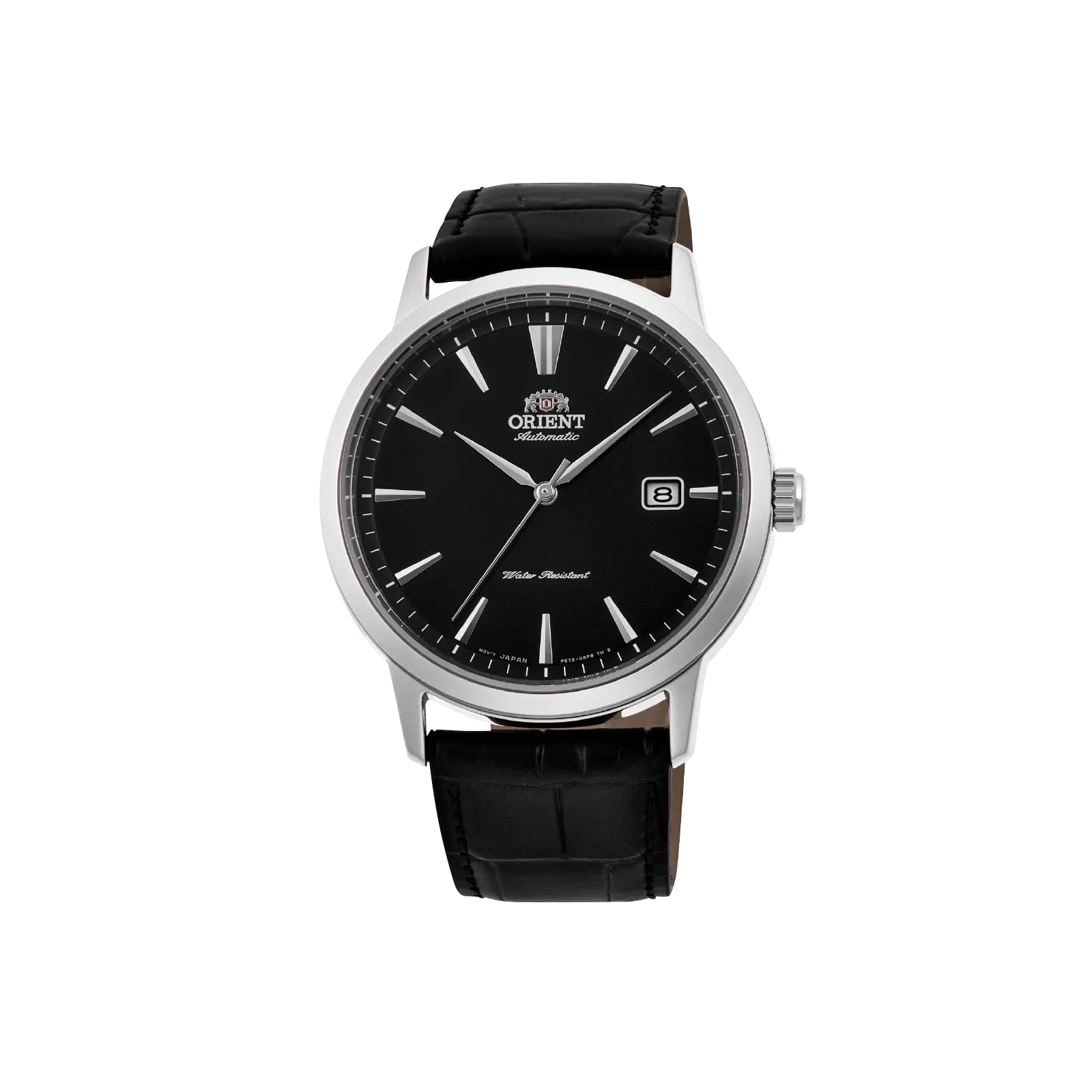 Orient Symphony III Men's Automatic Dress Watch - 41.6mm Round Stainless Steel Case, Black Leather Band, Water Resistant Stainless Steel Watch, Water Resistant Wristwatch, Buckle