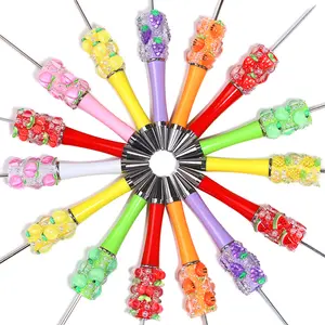【P204】5pcs Beadable Pens new flower style and fruits / vegetables style