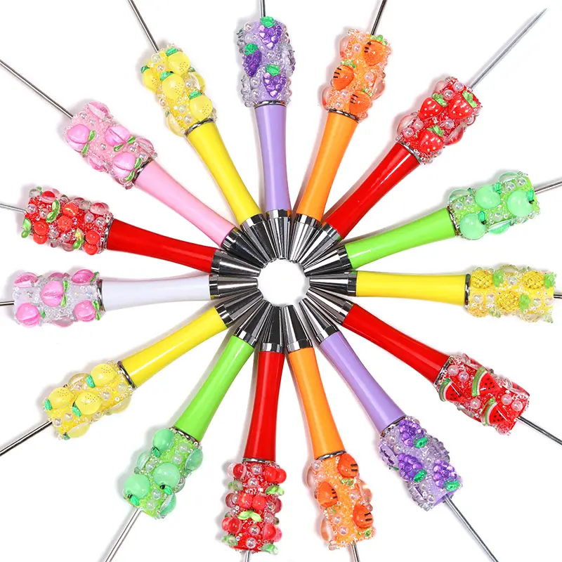 【P204】5pcs Beadable Pens new flower style and fruits / vegetables style