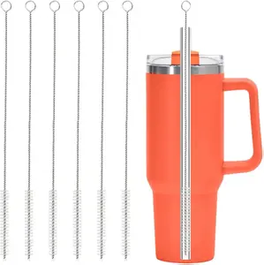 6 Pack Straw Cleaner Brush for Stanley, Reusable Extra Long Straw Cleaner for 40/30/20 oz Stanley Mug, 10mm Wide Drinking Straws Cleaning Brush for Sippy Cup, Water Bottle and Tubes