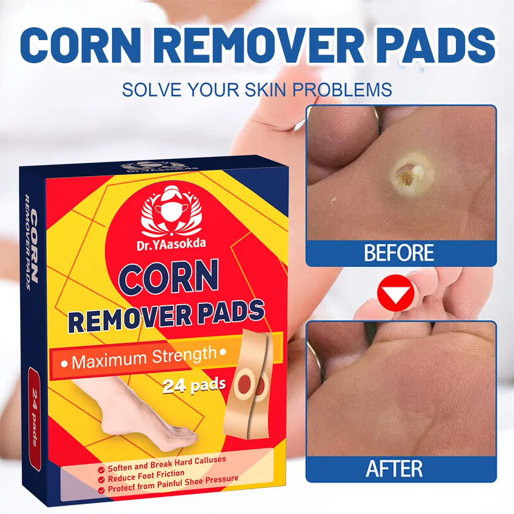 Medicated Corn Remover Pads, Maximum-Strength Fast-Acting Foot Plasters with Strong Adhesive, Soften Hard Skin, Fast Relief for Corns Calluses, Overnight Hand & Foot Care Patches for Beauty & Personal Care