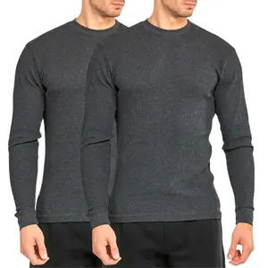 2 Pack Men's Thermal Shirts Cotton Waffle-Knit Long Sleeve Crew Neck Thick S-3XL Thick Plain Regular Big & Tall Menswear Casual Warm Tops Basic(Sheet)
