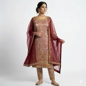 Indian Suite Womenswear Casual Summer Dress with Floral Embellishments Comfortable Wear