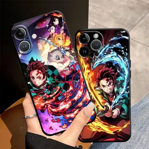 Anime Demon Slayer Customized Silicon-TPU Phone Case Cover - Shockproof Protection for iPhone 17,16,15,14,13,12,11 Pro Max Devices - Tanjiro Solo & Mix01 Squad Collage Art Fan Gift Mobile Accessory