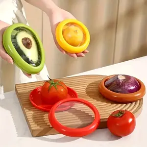 4-Pack Silicone Fruit and Vegetable Crisper Set, Reusable, Transparent Food Storage Containers Kitchen Utensils