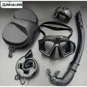 Pro Low - Volume Freediving Mask  Anti - Leak + Tempered Glass  GoPro Mount & J - Snorkel