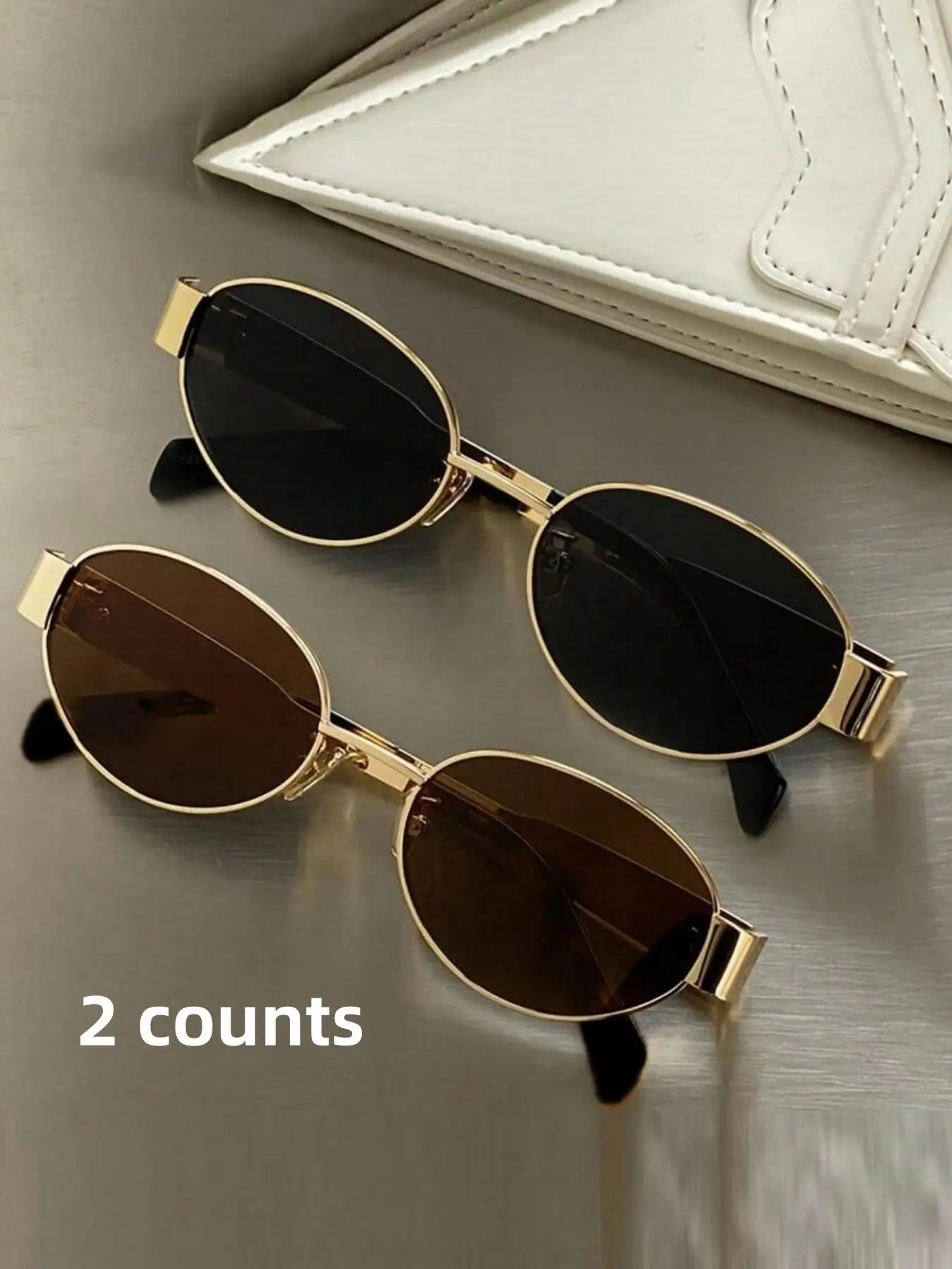 Women's Fashionable Metal Frame Oval Sunglasses, Trendy Casual Sunglasses for Everyday Use, Fashion Accessories for Outdoor Activities