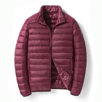 Standing collar wine red cotton coat