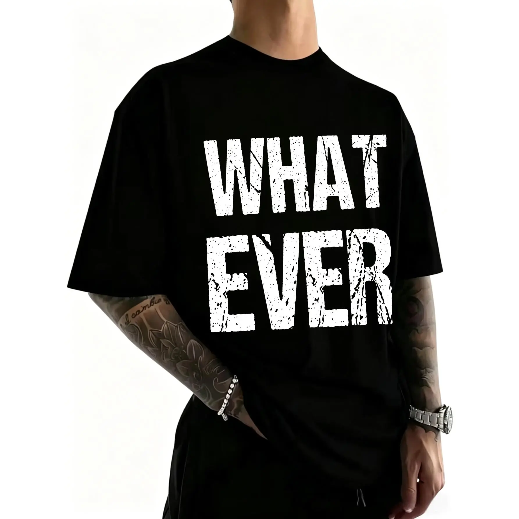 Cotton Shirt That Says Whatever Round Neck Short Sleeve T-Shirt Women's Men Graphic Tee