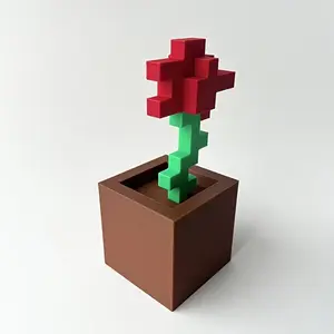 Pixel rose decoration, unique flower ornaments, no power required, durable plastic products, bedroom desks, bedside tables, office desks, home decorations, Thanksgiving Day, Valentine's Day, birthday, festival party gifts
