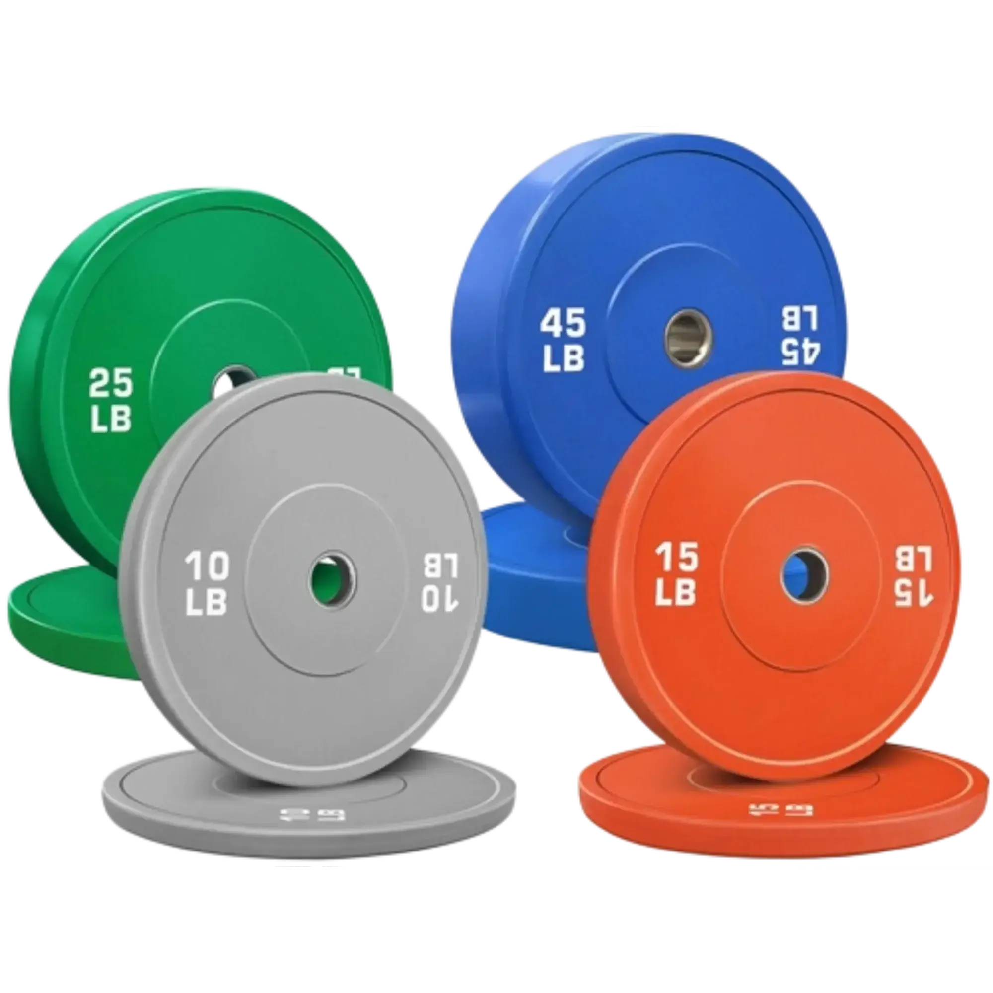 French Fitness Olympic Colored Bumper Plate Set, 190 lbs Virgin Rubber Weight Plates with +/- 2% Accuracy, IWF-Standard for Weightlifting, Weight Plate